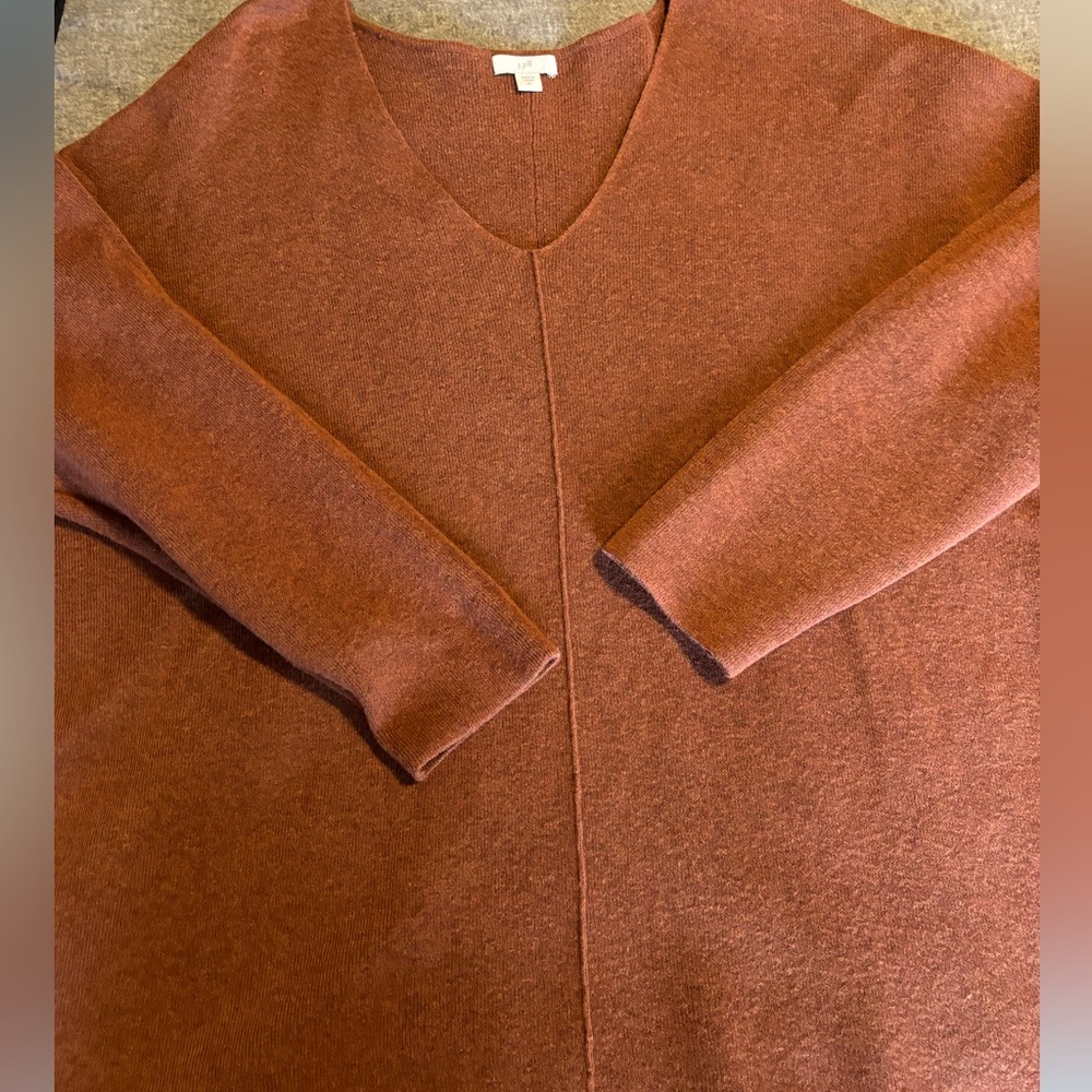 J.Jill woman’s V neck cotton blend sweater burnt orange SZ XL